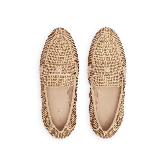 NWT TORY BURCH Womens Beige Loafer Round Toe Slip On Leather Ballet Flats 8.5 - Picture 3 of 4